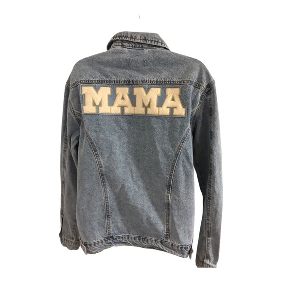 Blue jeans‎ Maternity ‘Mama’ embroidered classic jeans jacket size medium new - Picture 9 of 14